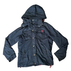 Vintage Abercrombie And Fitch Feild Jacket Coat Black Y2K XL